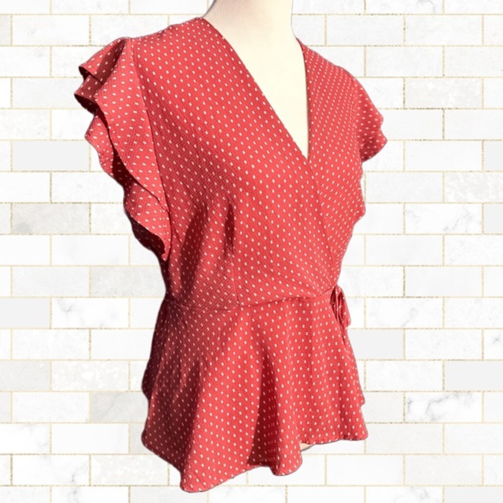 Pink Polkadot Flutter Sleeve Top